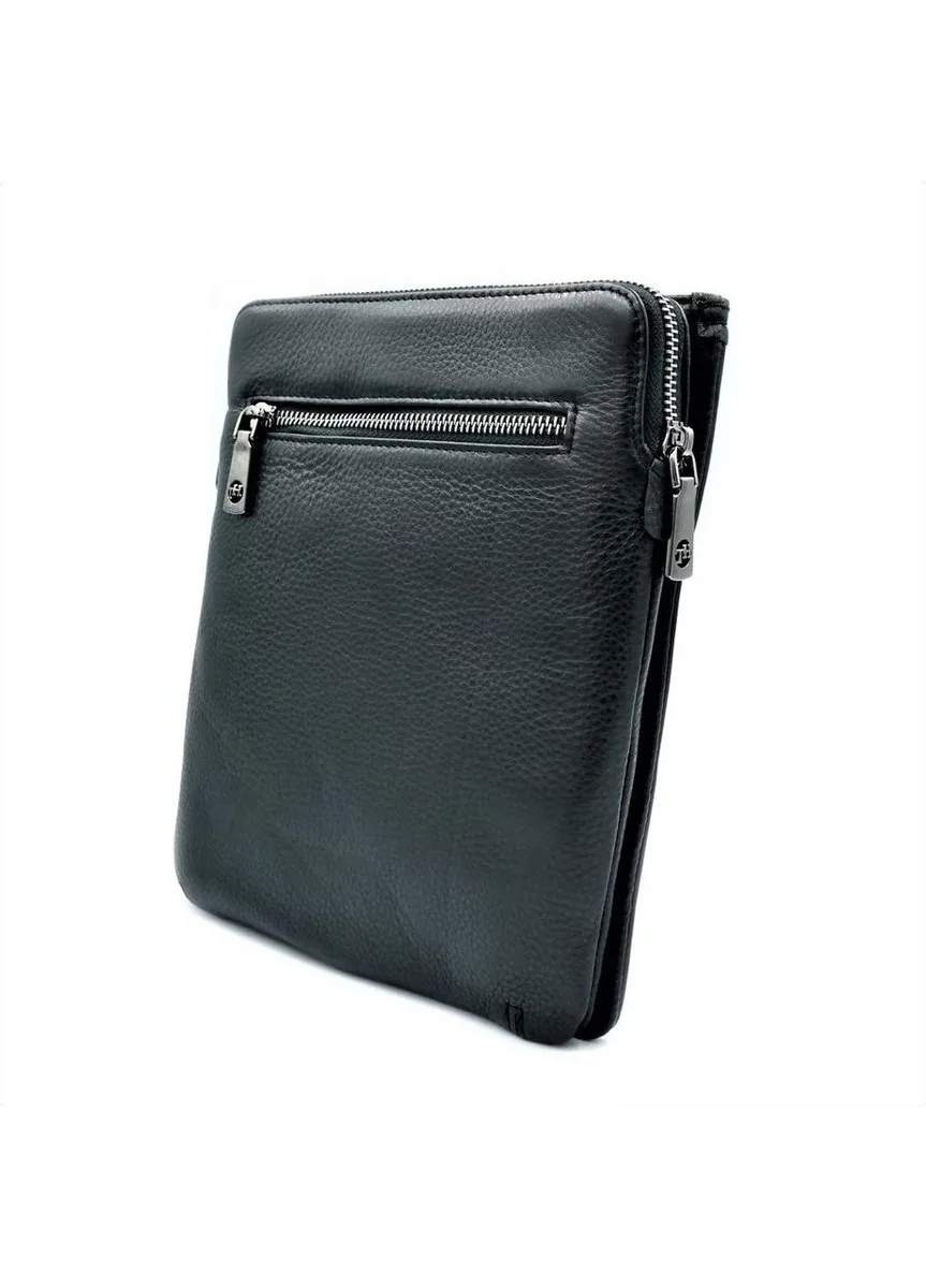 Мужская кожаная сумка HTLeather 25х21х5 см натуральная кожа черная