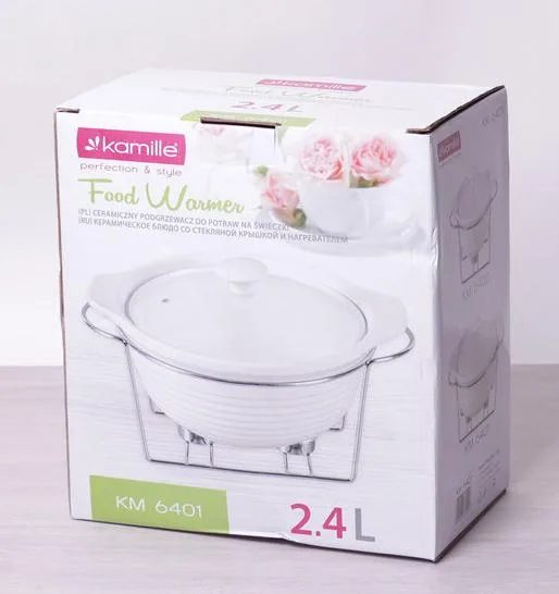 Керамічна каструля Kamille Food Warmer 2,4 л жаростійка біла