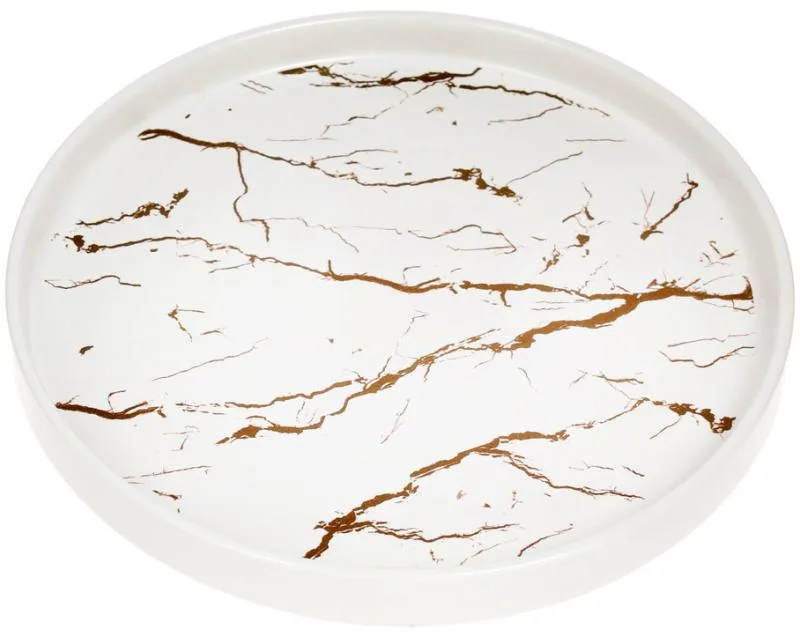 Блюдо фарфорове Golden-Marble Мраморна Розкіш 25х25 см з золотим візерунком