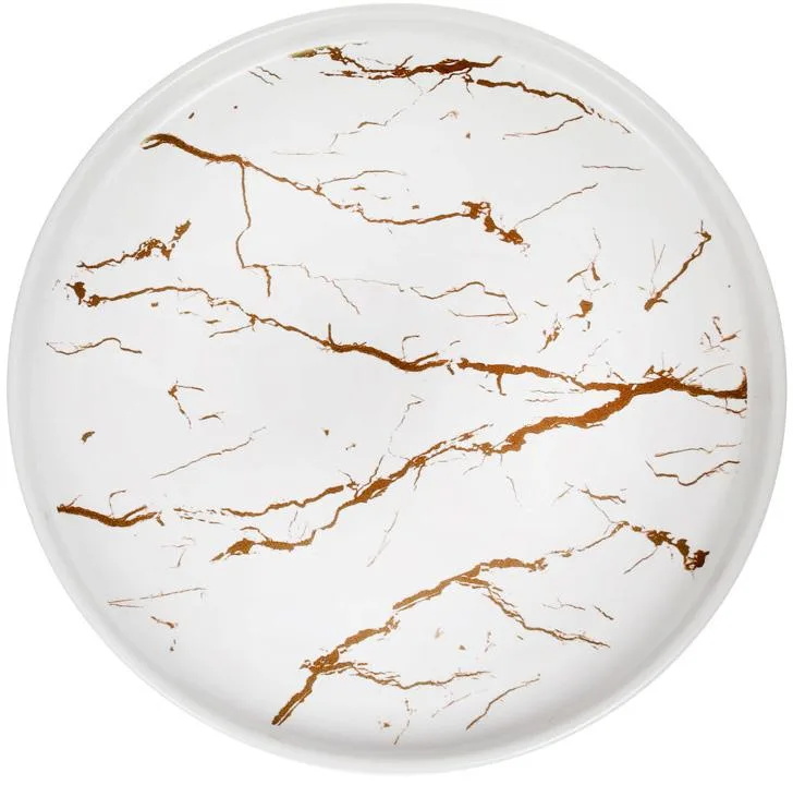 Блюдо фарфорове Golden-Marble Мраморна Розкіш 25х25 см з золотим візерунком