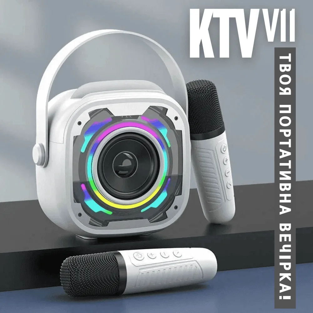 Портативна караоке система KTV V11 з двома мікрофонами Bluetooth 1200 мАг LED підсвічування 5 Вт