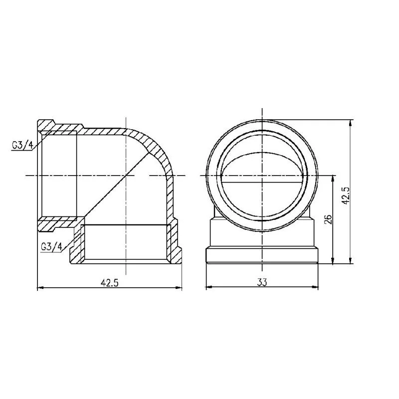 Куточок Thermo Alliance Forte 3/4" ВВ латунний нікельований 90°
