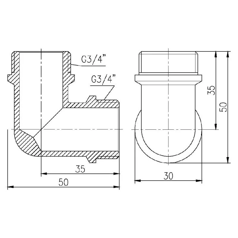 Куточок Thermo Alliance Forte 3/4"x3/4" латунний нікельований для водопостачання та опалення