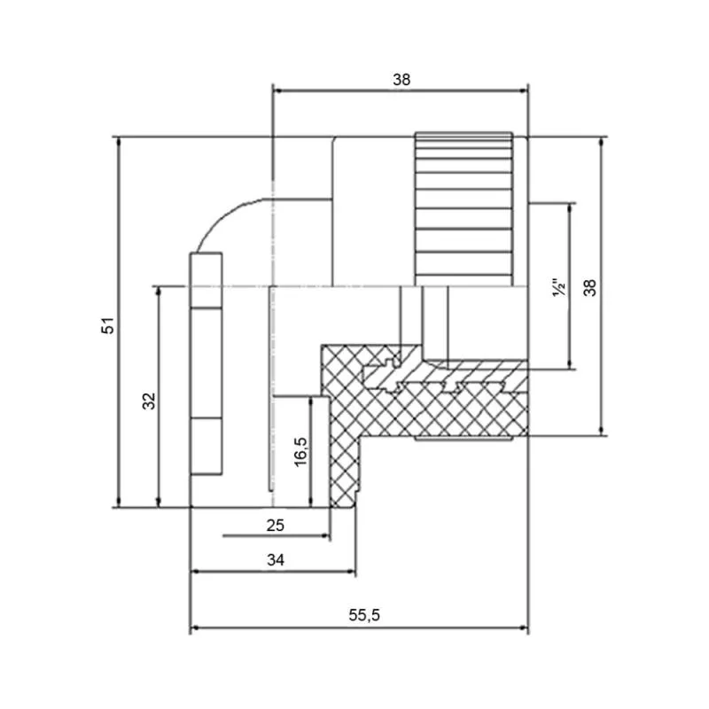 Кутник PPR 90° настінний 25х1/2" поліпропілен сірий