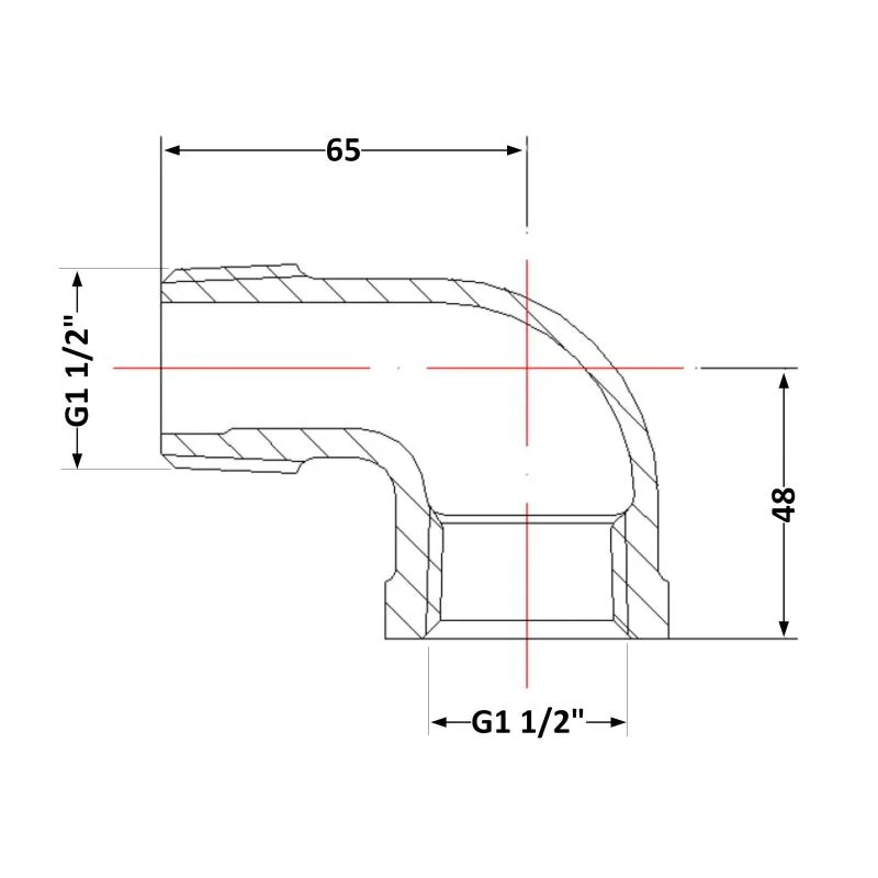 Кут чавунний 1 1/2" 1 1/2" ЗР рівнопрохідний PN16 сірий