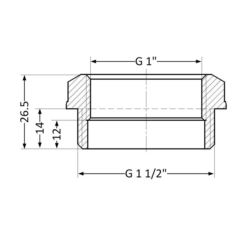 Редукційна футорка 1 1/2"x1" латунна Thermo Alliance 58х58х23 мм