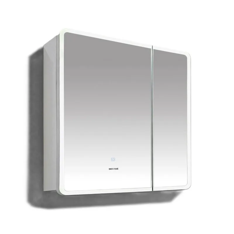Дзеркальна шафка OLIVARY 70x70 см ПВХ Білий з LED Touch регулятором яскравості