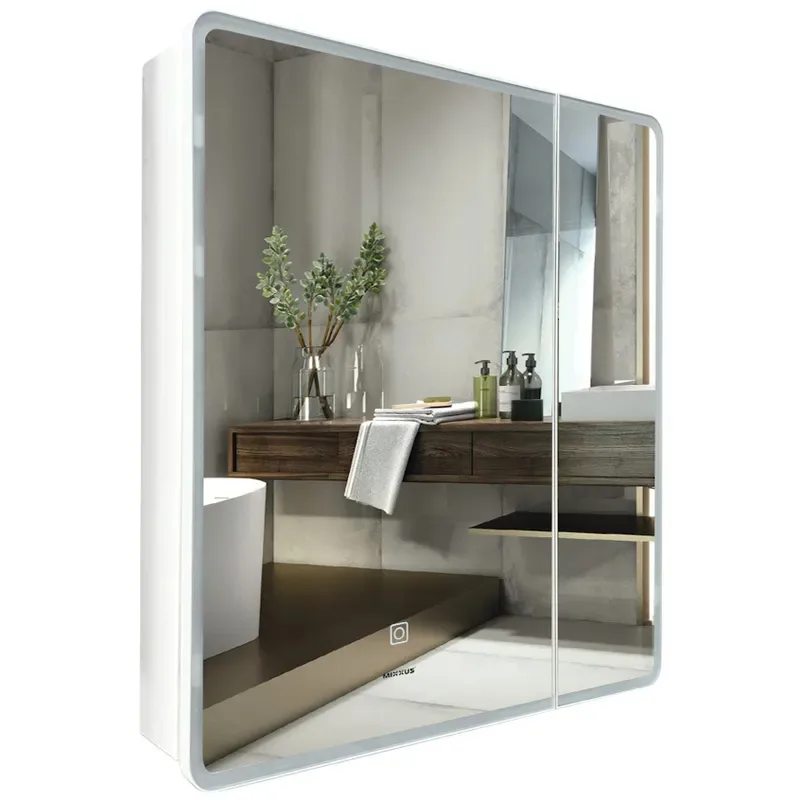 Дзеркальна шафка LED Touch Mixxus Premium 60x70 см ПВХ Білий з регулятором яскравості