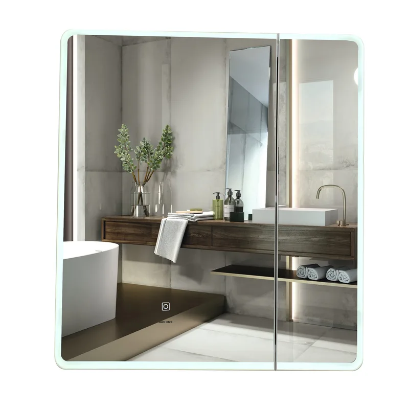 Дзеркальна шафка LED Touch Mixxus Premium 60x70 см ПВХ Білий з регулятором яскравості