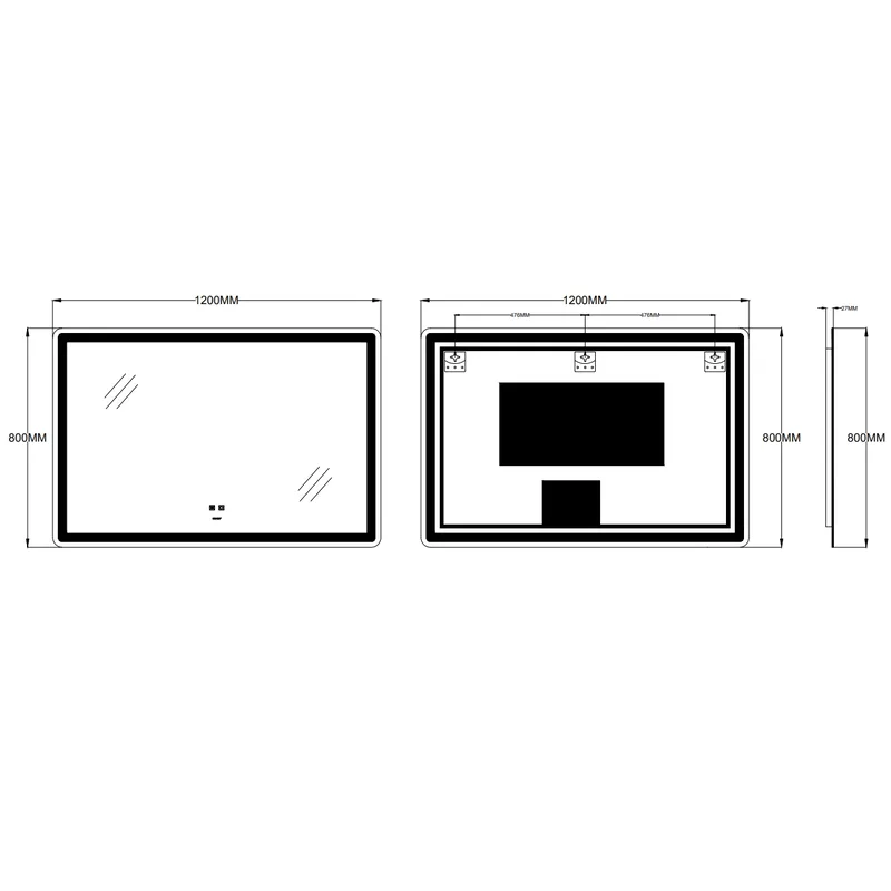Дзеркало настінне LED Touch MIRRA MR05 120х80 см Біле з підігрівом 5 мм