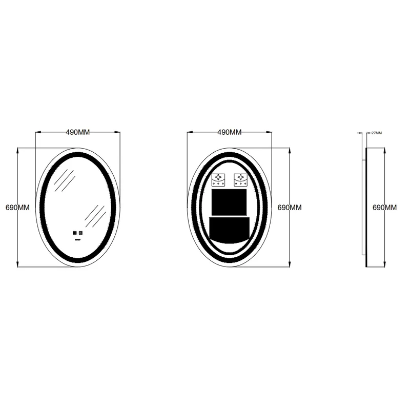 Дзеркало настінне LED Touch ZERIX FUSION 50х70 см без обрамлення біле