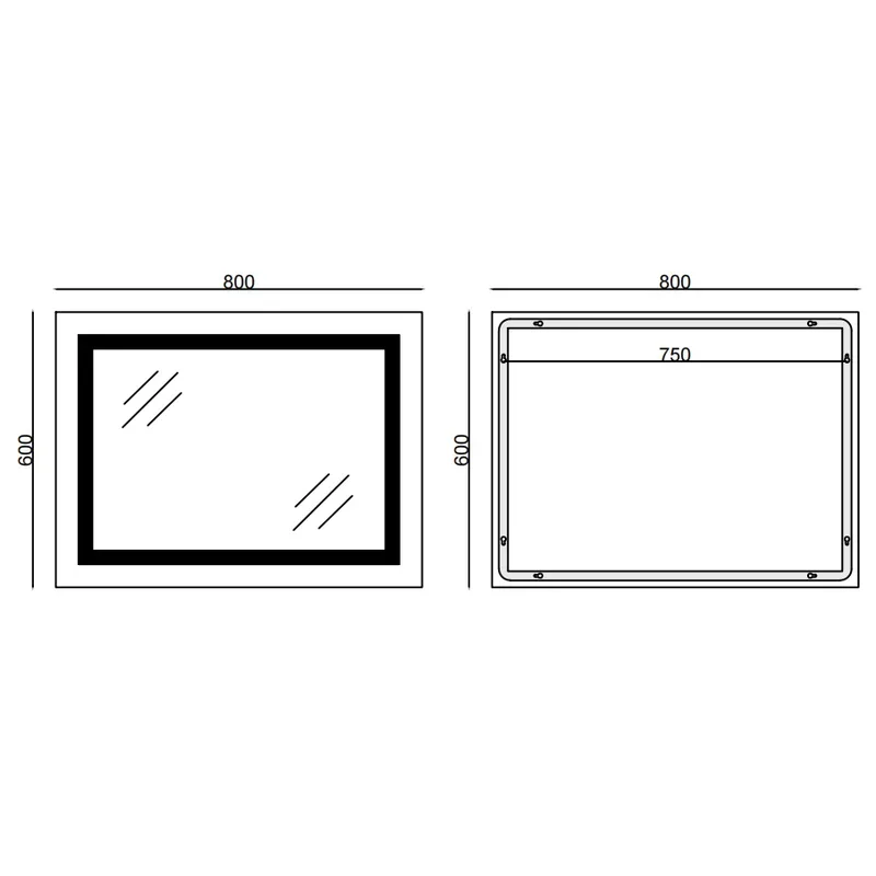 Дзеркало настінне Mixxus WARM MR02 LED Touch димер 80x60 см безмідне з антизапотівателем