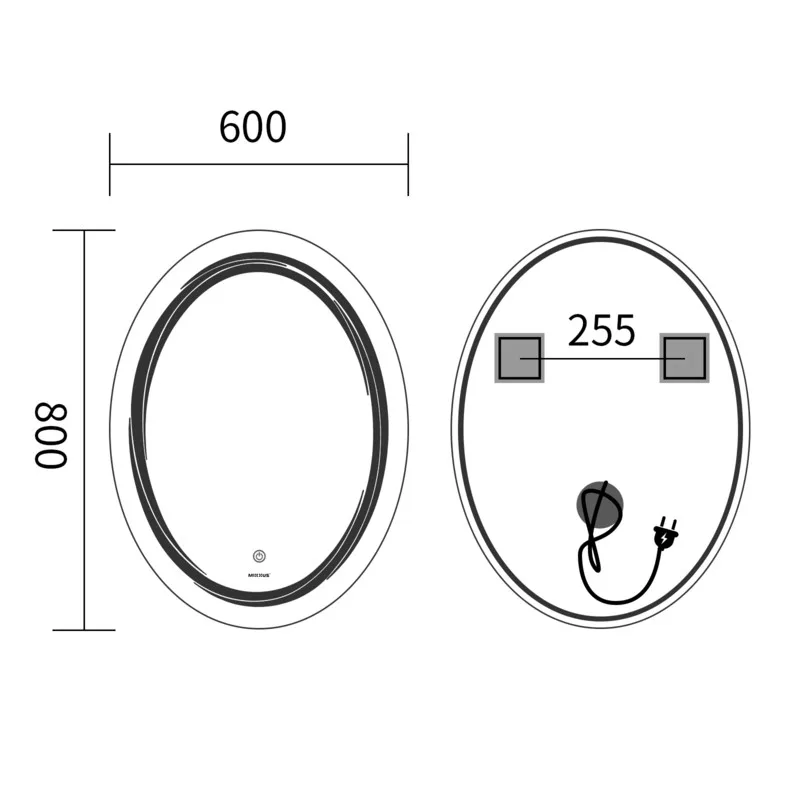 Дзеркало настінне WAVE MV04 LED підсвічування 60x80 см безмідне