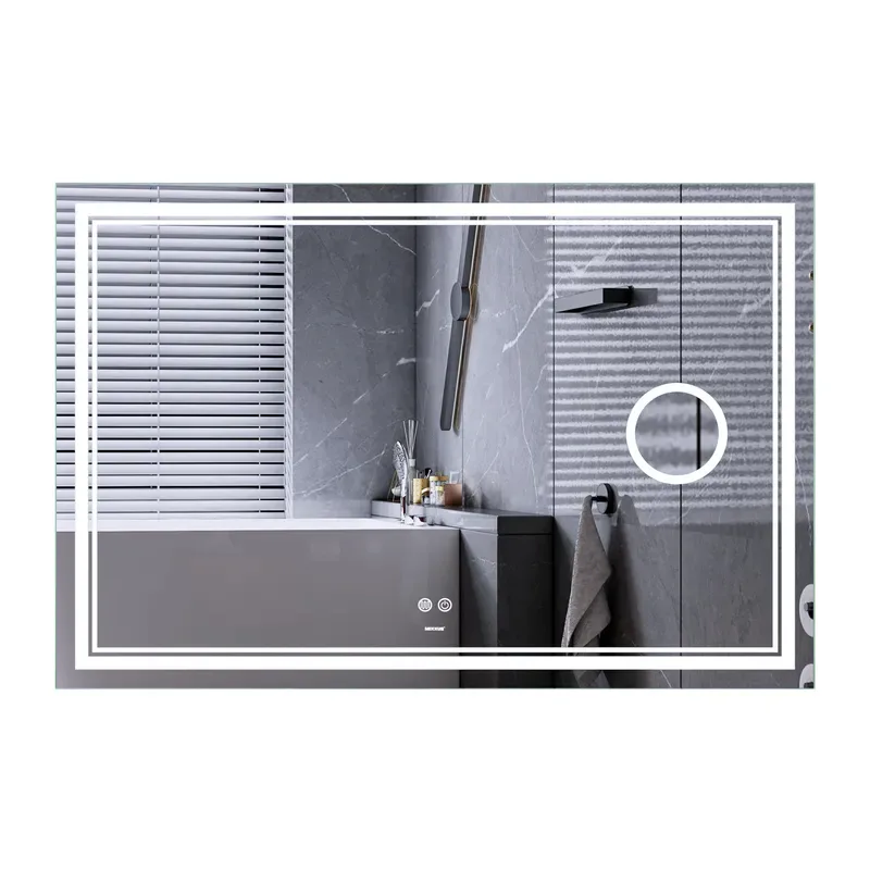 Дзеркало настінне QUADRO MR20-100x70 см без обрамлення скло 5 мм з LED підсвічуванням біле