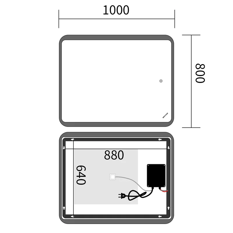 Дзеркало настінне LED Touch MIXXUS PREMIUM 100x80 см алюмінієве безмідне антифог