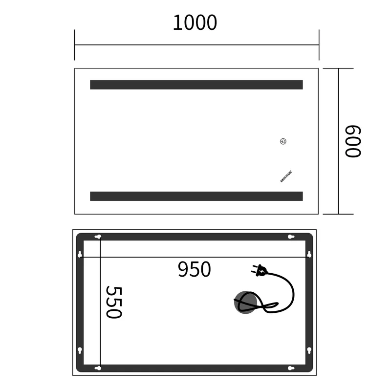 Дзеркало настінне з LED підсвічуванням MIXXUS PREMIUM LINES 100x60 см алюміній IP44