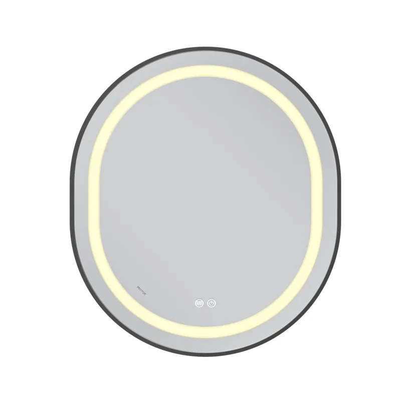 Дзеркало настінне LED ELLIPSE MV05 80х70 см овальне чорне з димером та антизапотіванням