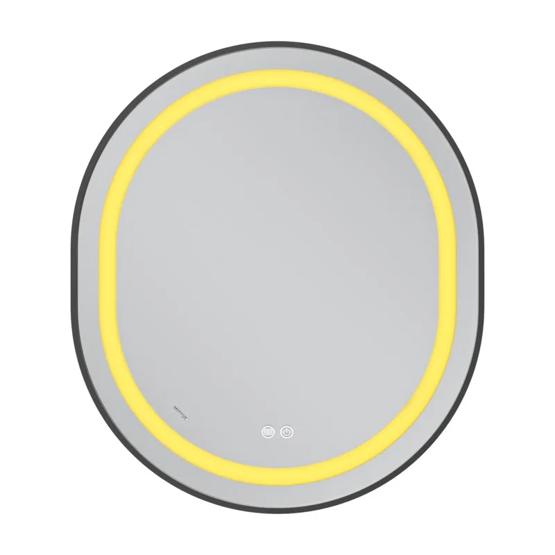 Дзеркало настінне LED ELLIPSE MV05 80х70 см овальне чорне з димером та антизапотіванням