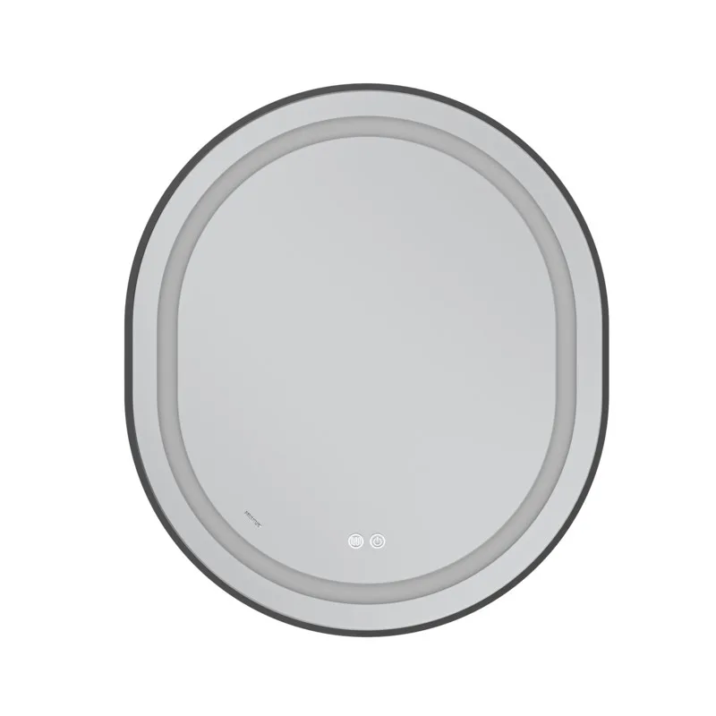 Дзеркало настінне LED ELLIPSE MV05 80х70 см овальне чорне з димером та антизапотіванням