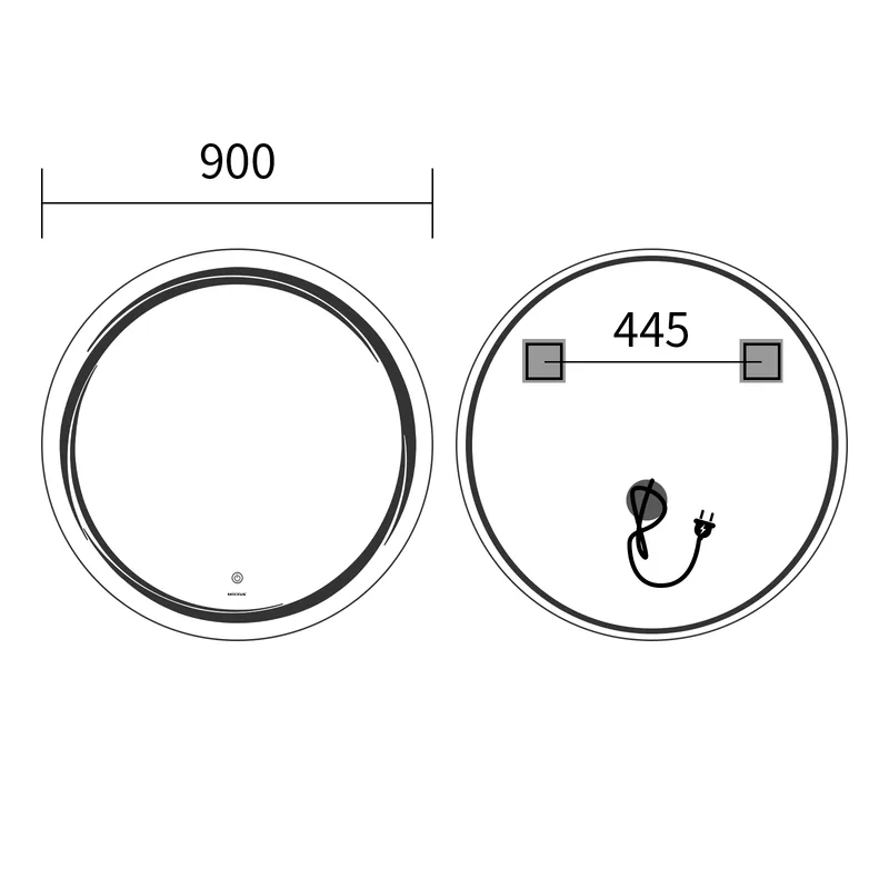 Дзеркало настінне LED WAVE MC04-90 90 см алюміній біле з підсвічуванням 2500-6500K