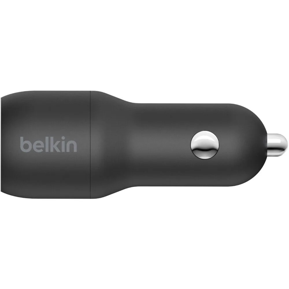 Автомобильное зарядное устройство Belkin 24Вт 2xUSB-A, кабель USB-A > USB-C, 1м, черный
