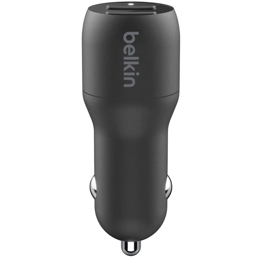 Автомобильное зарядное устройство Belkin 24Вт 2xUSB-A, кабель USB-A > USB-C, 1м, черный