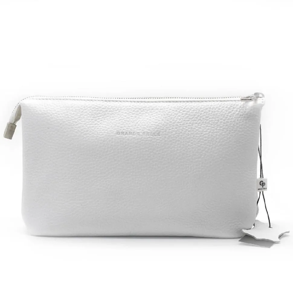Жіночий клатч білий Grande Pelle з ремінцем через плече вечірній з натуральної шкіри сумка для виходу