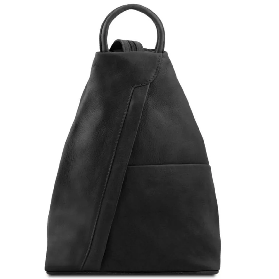 Кожаный рюкзак Tuscany Leather черный для женщин и мужчин с регулируемыми ремнями стильный городской рюкзак