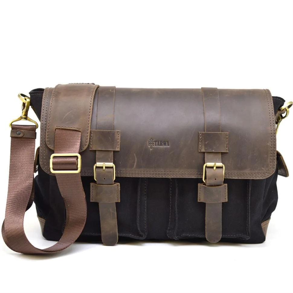 Сумка через плечо Tarwa коричневая из натуральной кожи и канваса мужская стильная повседневная сумка