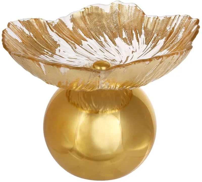Скляна фруктівниця Edinburgh Gold Flower Ø20 см висота 15 см