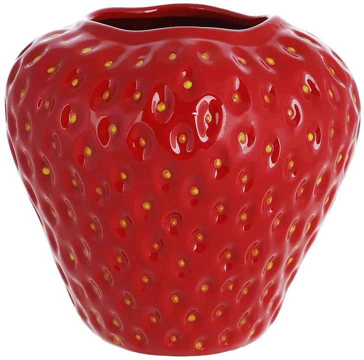 Керамічна ваза Strawberry червона Ø18 см для квітів