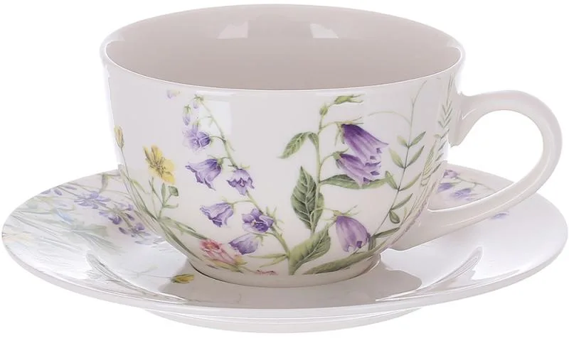 Чайний фарфоровий набір BonaDi 300 мл 6 чашок і блюдець Floral