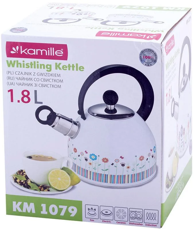 Чайник Kamille Whistling-Kettle из нержавеющей стали 1.8л со свистком