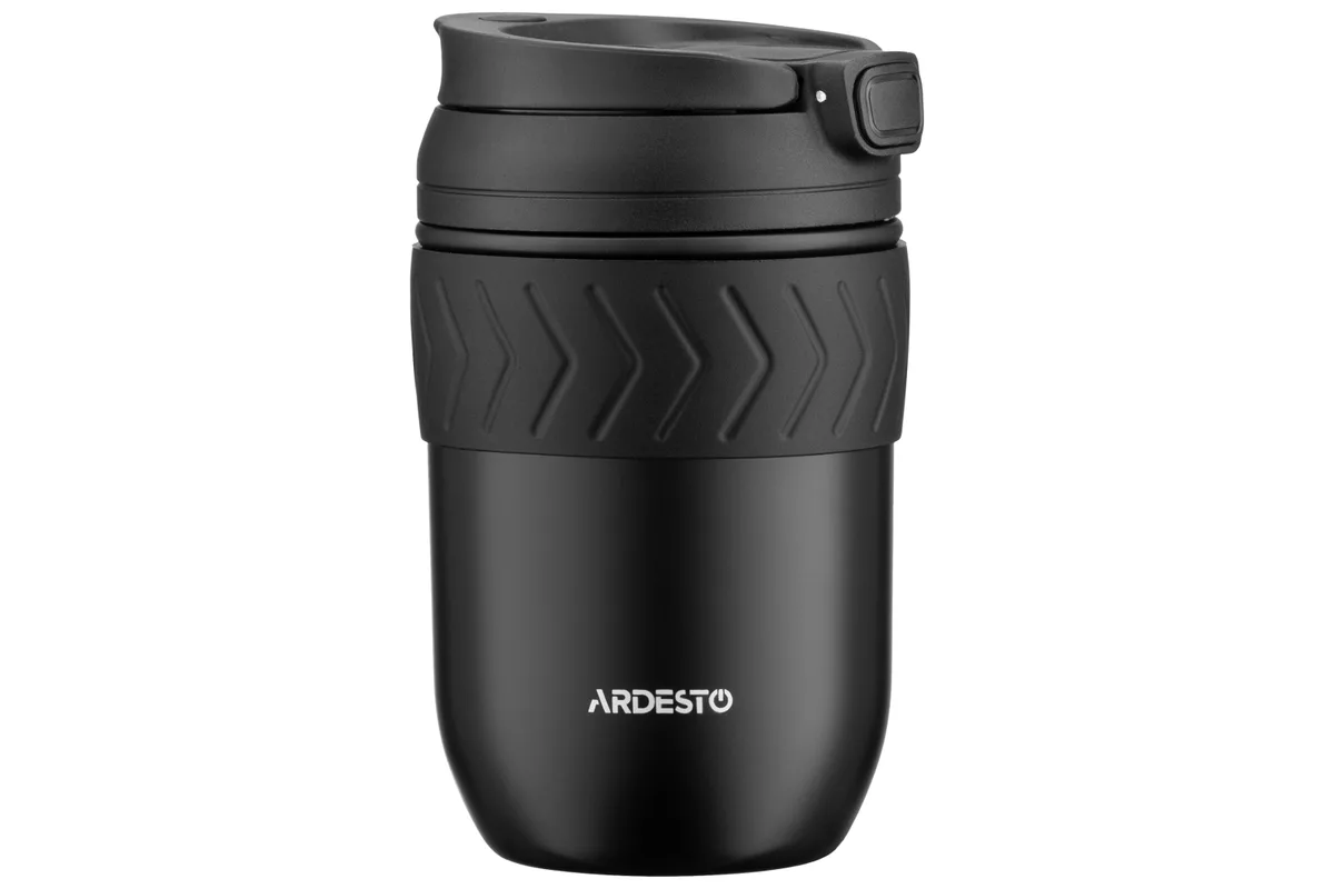 Термос для напоїв ARDESTO Cosy, 400 мл, з нержавіючої сталі, чорного кольору.