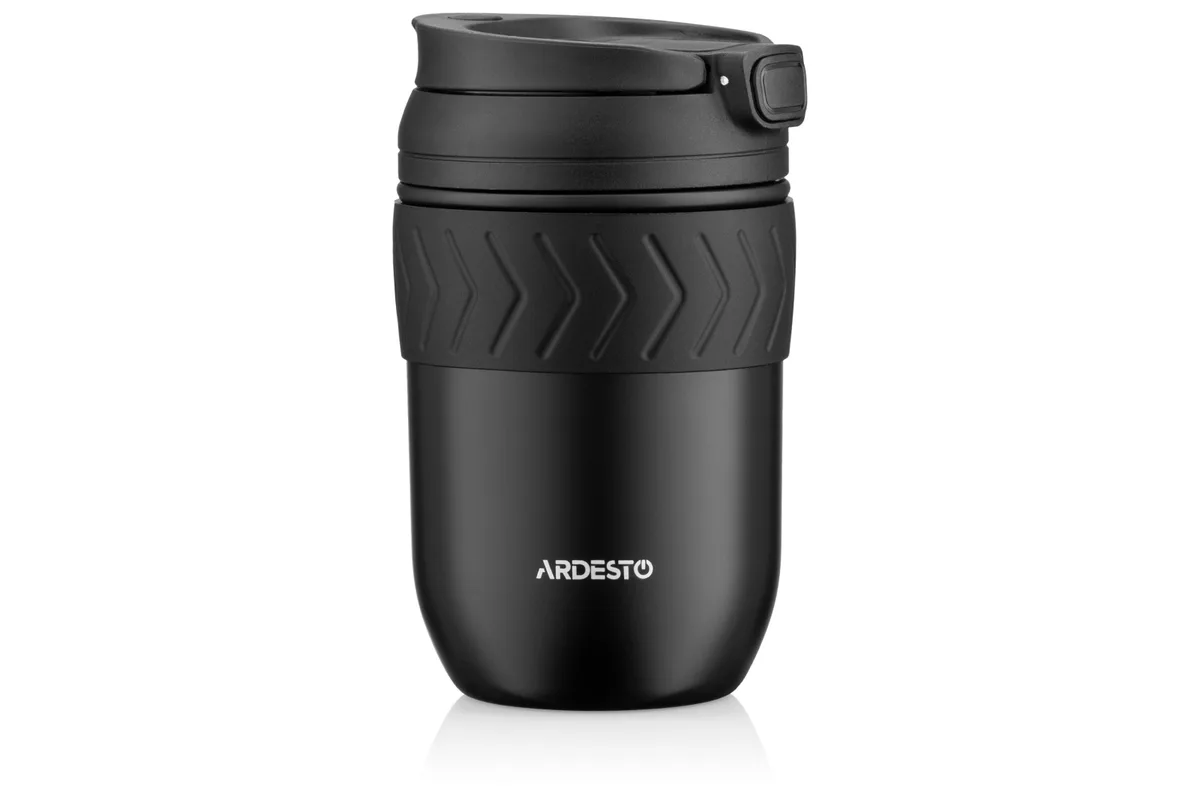 Термос для напоїв ARDESTO Cosy, 400 мл, з нержавіючої сталі, чорного кольору.
