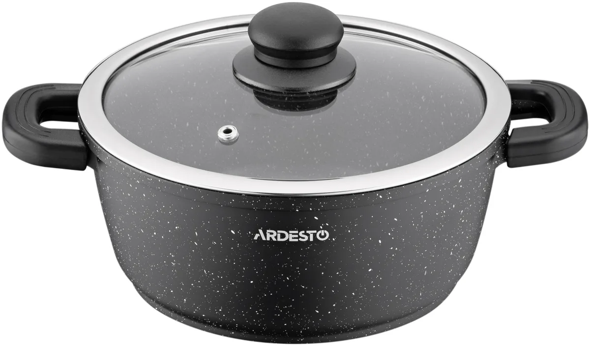 Каструля з прозорою кришкою ARDESTO Gemini Anzio, 2.5л, алюмінієва, чорного кольору.