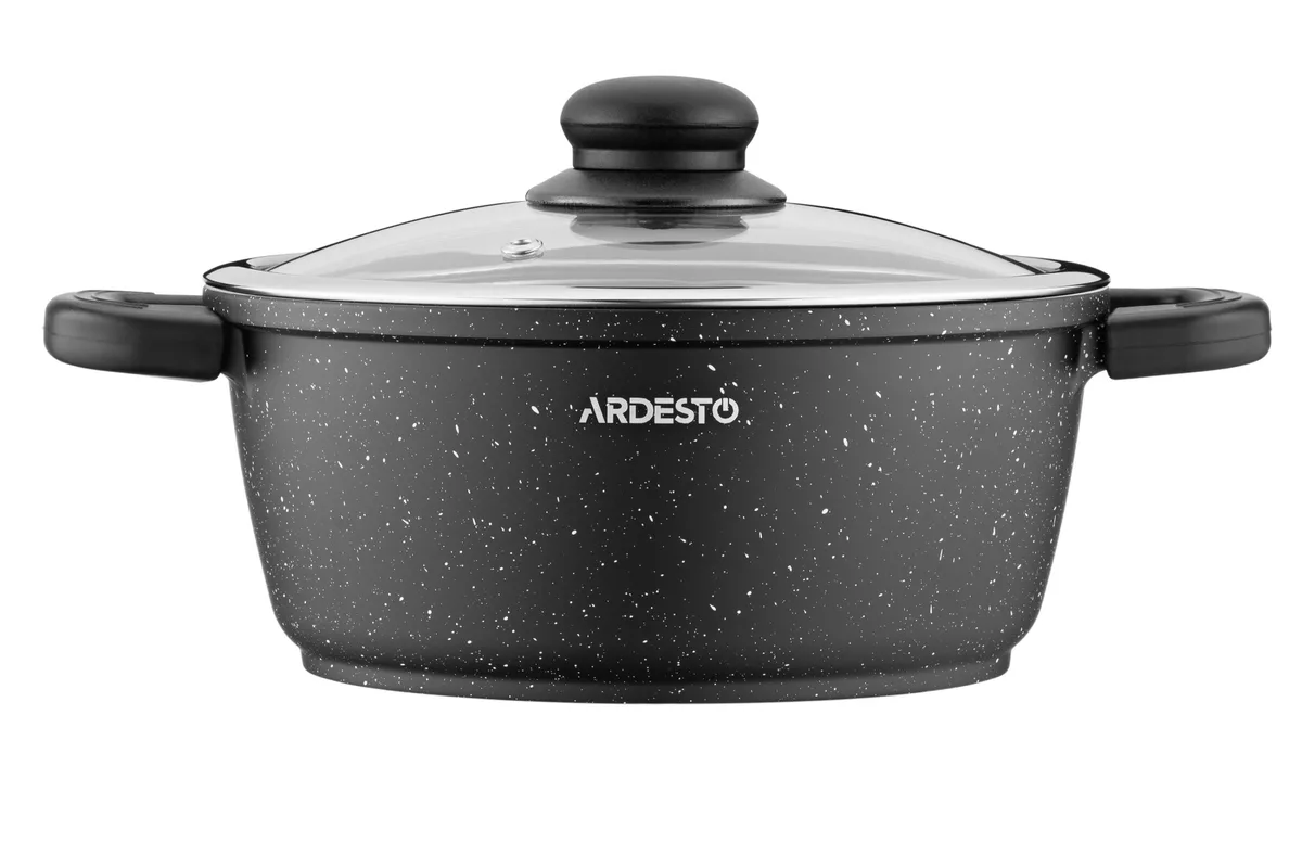 Каструля з прозорою кришкою ARDESTO Gemini Anzio, 2.5л, алюмінієва, чорного кольору.