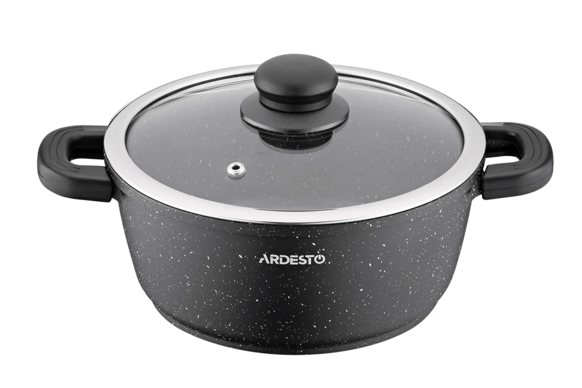 Каструля з прозорою кришкою ARDESTO Gemini Anzio, 2.5л, алюмінієва, чорного кольору.