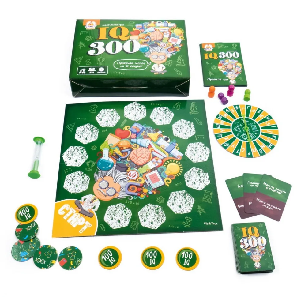 Настільна гра Vladi Toys IQ300 з колесом фортуни та пісочними годинниками для дітей 7-99 років