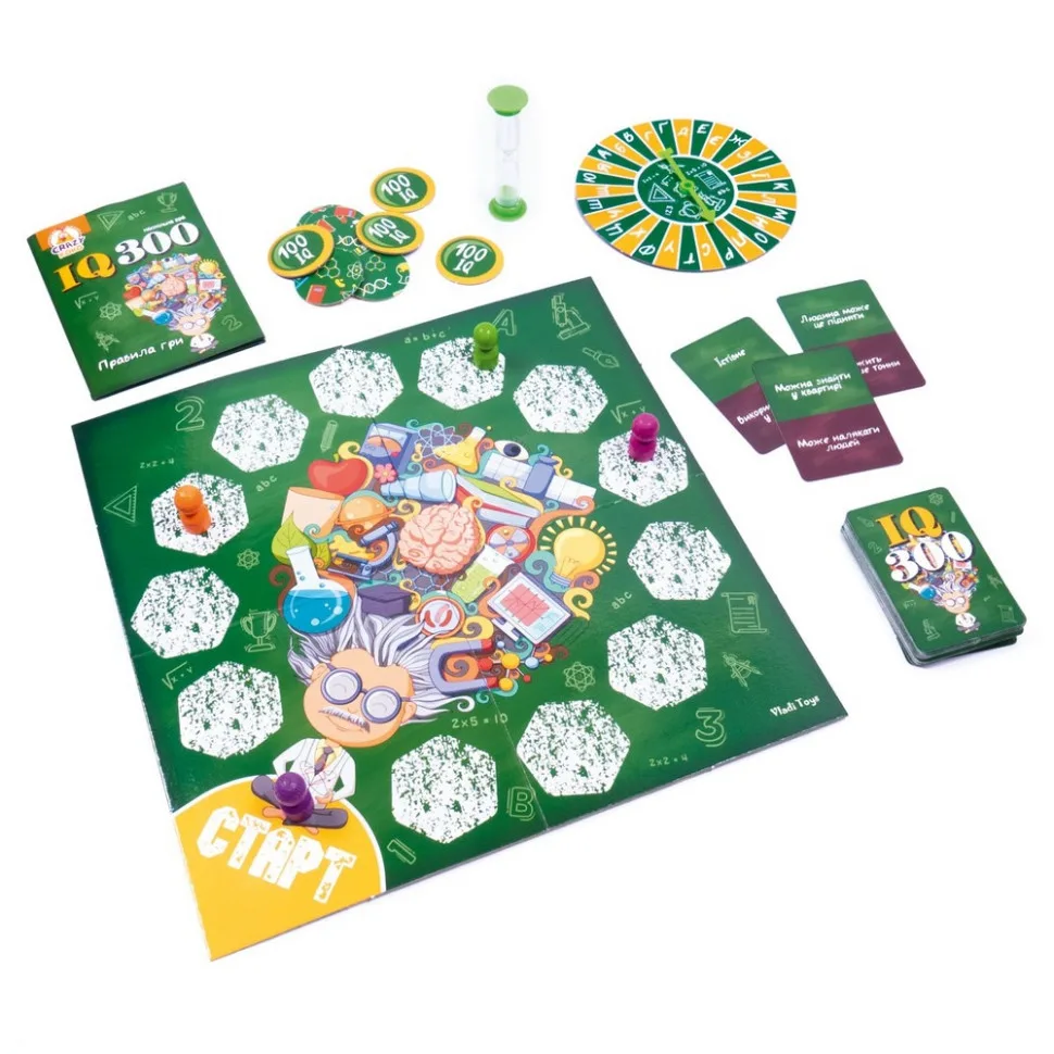 Настільна гра Vladi Toys IQ300 з колесом фортуни та пісочними годинниками для дітей 7-99 років