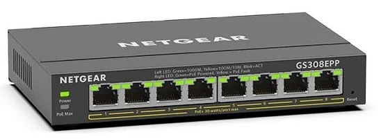Комутатор NETGEAR GS308EPP 8xGE PoE, 123Вт, WebSmart