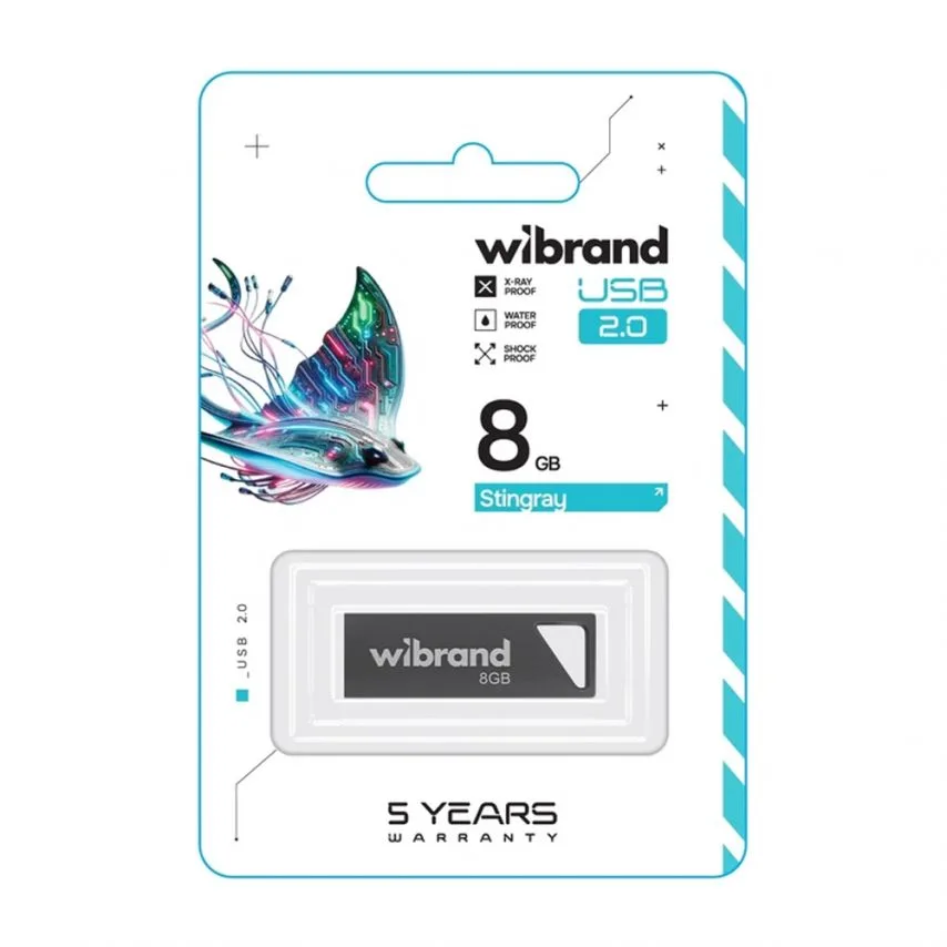 USB флешка Wibrand 8Гб металевий сірий USB 2.0