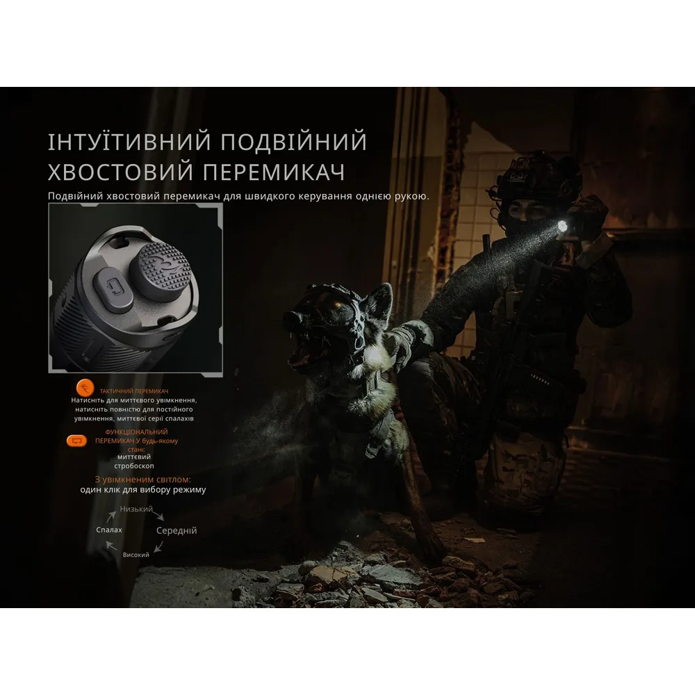 Тактический фонарь Fenix алюминий 153,5х36х25,4 мм белый