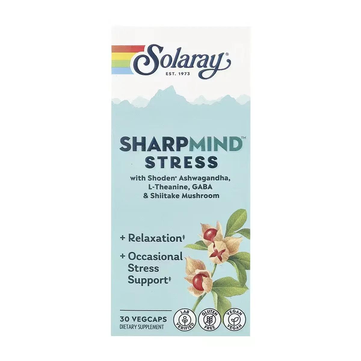 Solaray SharpMind Nootropics з ашвагандою 30 веганських капсул без глютену