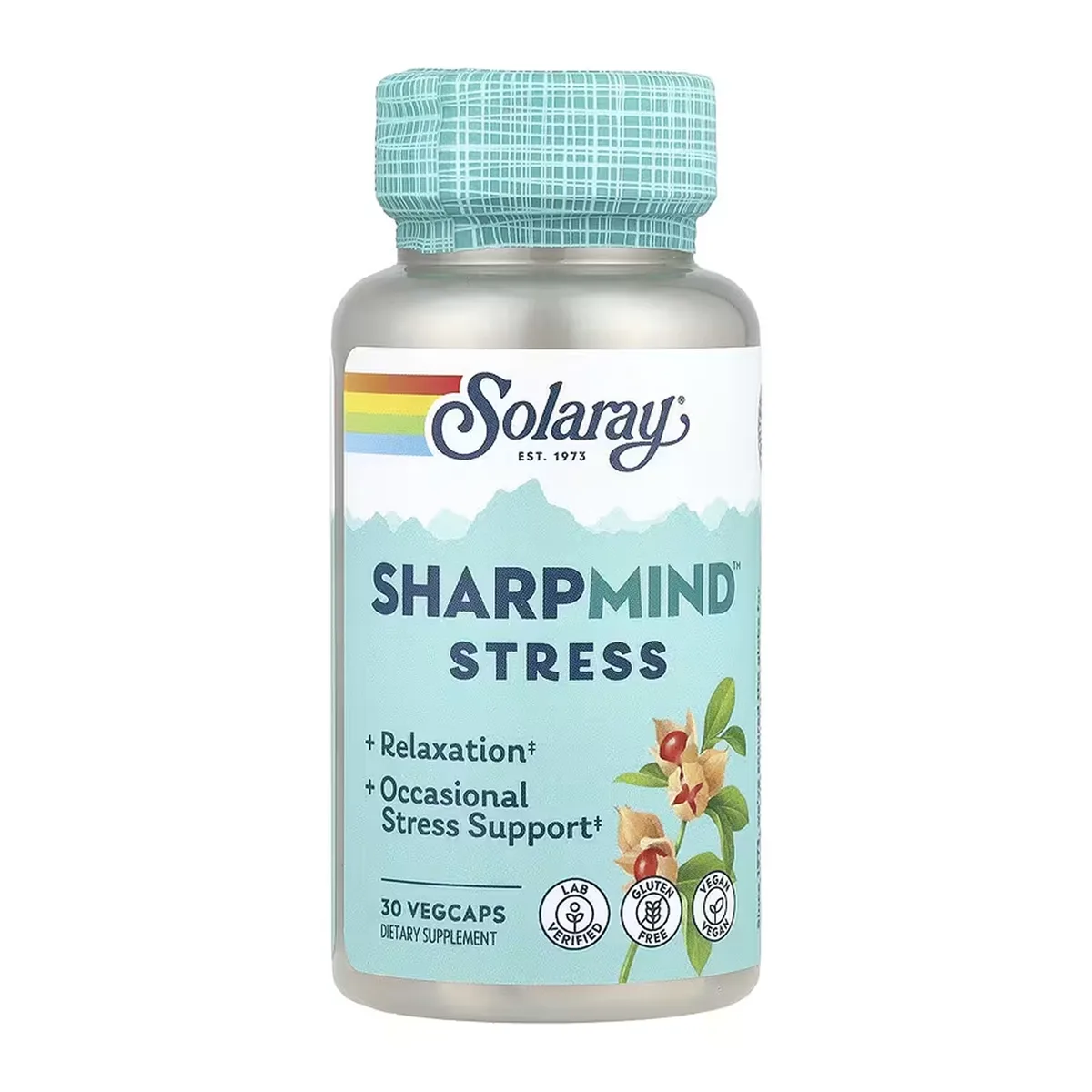 Solaray SharpMind Nootropics з ашвагандою 30 веганських капсул без глютену