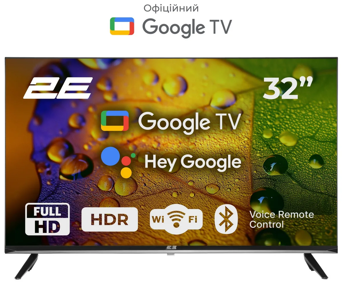 Телевізор 32" 2E LED FHD 60Hz Smart Google TV Black