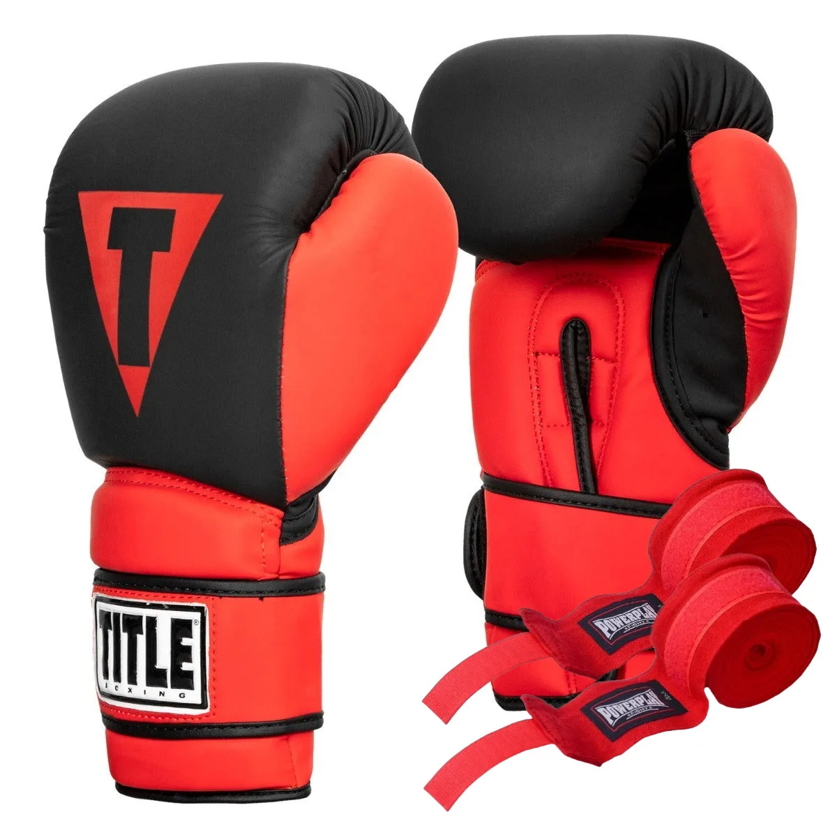 Боксерські рукавиці TITLE Boxing штучна шкіра S 10 oz чорні червоні