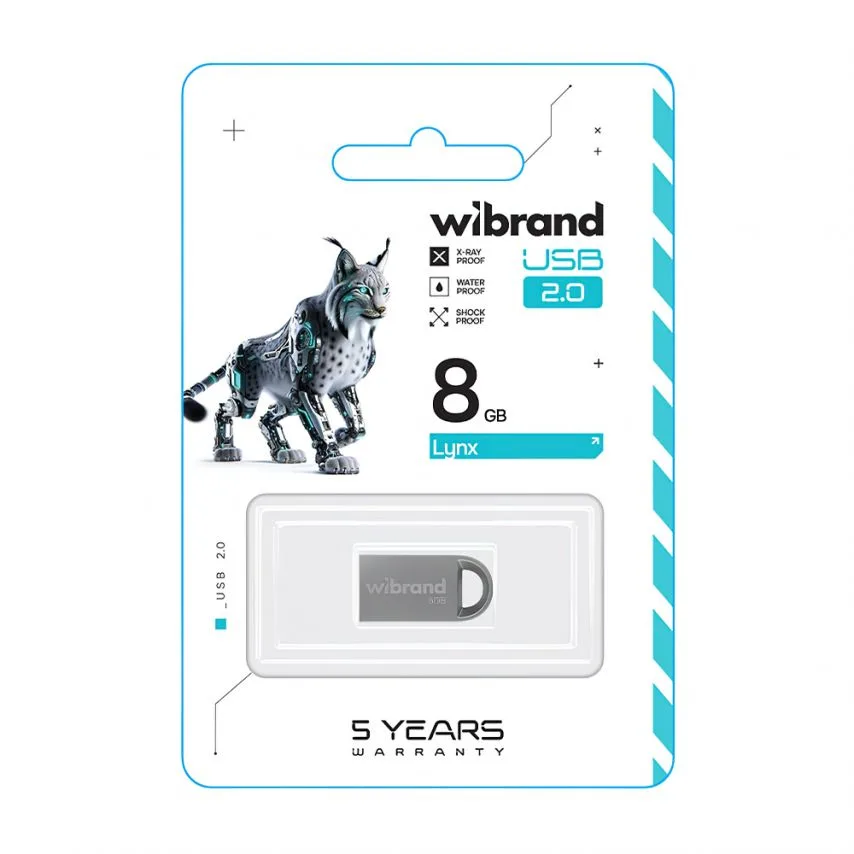 Флеш-пам'ять USB Wibrand метал 8Гб срібна