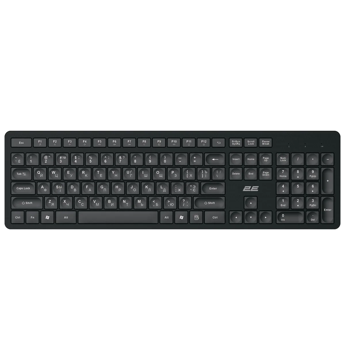Клавіатура мембранна 2E KS260 106key, WL, EN/UK/RU, чорний