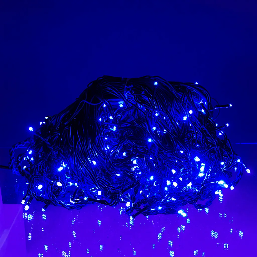Вулична гірлянда Бахрома 25 м 405 LED чорний провід синій